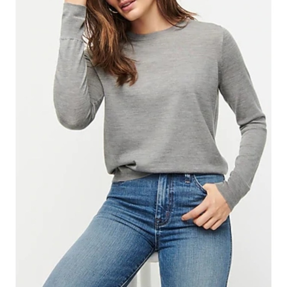 J.Crew Sweater Women M Gray 100% Merino Wool Minimalist Office Preppy Luxury